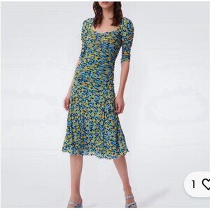 NWOT DVF mesh gather dress